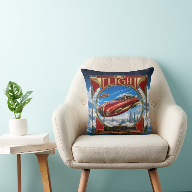 Almofada Carro Voador Vermelho Art Nouveau (Cadeira)