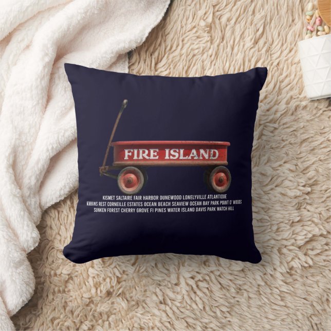 Almofada Carroça vermelha retrô da ilha de Fire Island prai (Cobertor)
