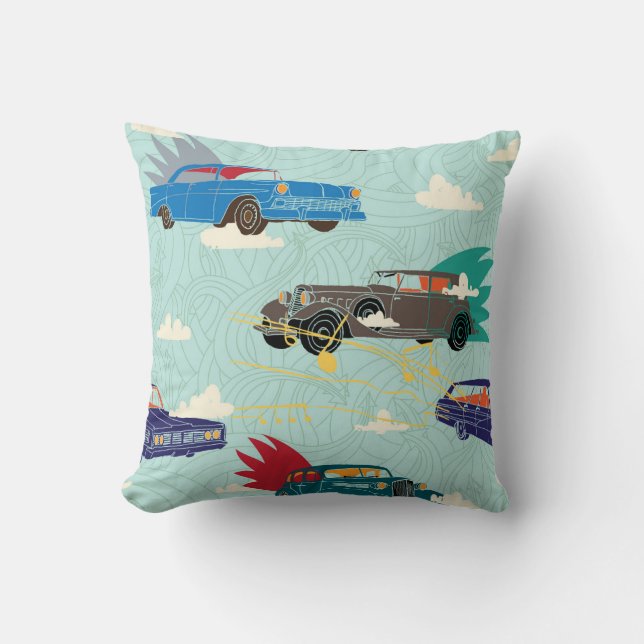 Almofada Carros vintage: Padrão de Nuvens do Céu (Frente)