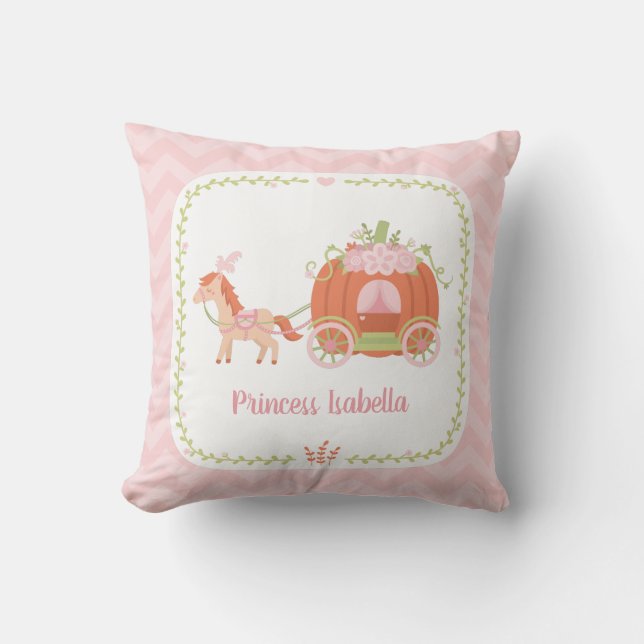 Almofada Carruagem de Abóbora Decoração Quarto Meninas Prin (Frente)