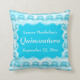 Almofada Carruagems Quinceanera do azul de turquesa
