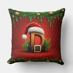 Almofada Carta D de Natal Com Estilo de Grinalda de Natal �