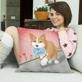 Almofada Carta de Doce Coração Entregue Por Corgi