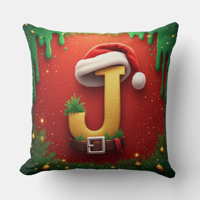 Almofada Carta de Natal J Com Monograma de Natal 🎅 (Frente)