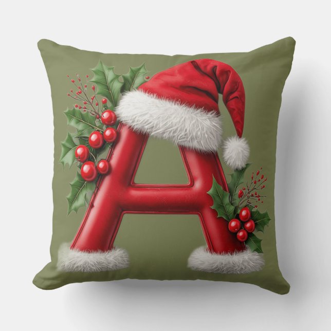 Almofada Carta de Natal Monograma Decoração para Casa (Frente)