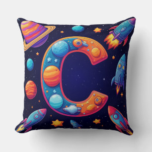 Almofada 🚀 Carta Espacial C Foguetes Planetas Estrelas Cri