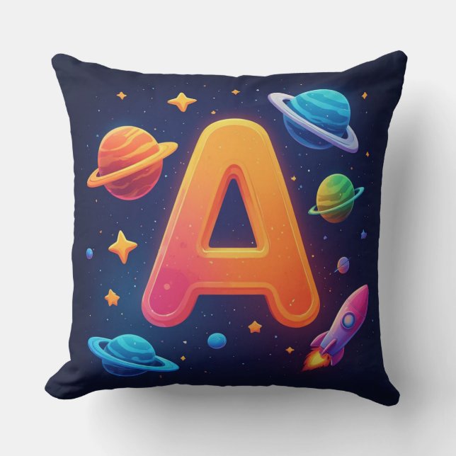 Almofada 🌌 Carta Espacial Foguete A Estrelas Planetas Cria (Frente)