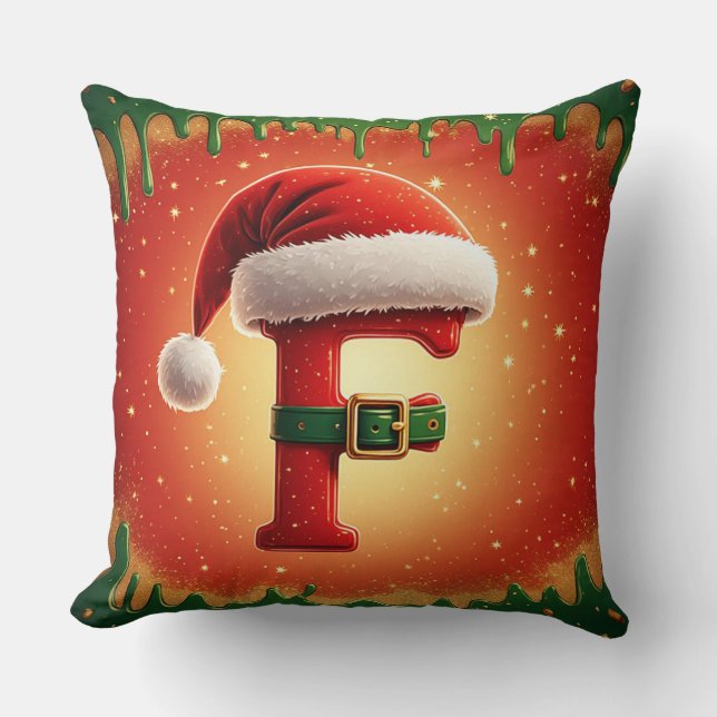 Almofada Carta Festiva F Com Coroa De Pinheiro Natal  (Frente)