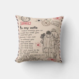 Almofada Carta Personalizada Para Minha Esposa, Presente de