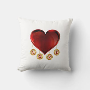 Almofada Cartas de Amor no Coração Design Tipografia Românt