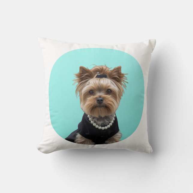 Almofada Cartaz de Café da Manhã Clássico Yorkshire Terrier (Frente)
