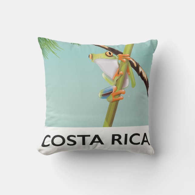 Almofada Cartaz de férias do sapo-árvore da Costa Rica (Frente)