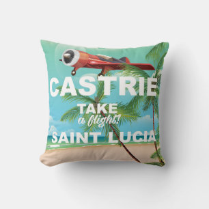 Almofada Cartaz de viagem antigo de Castrie Saint Lucia