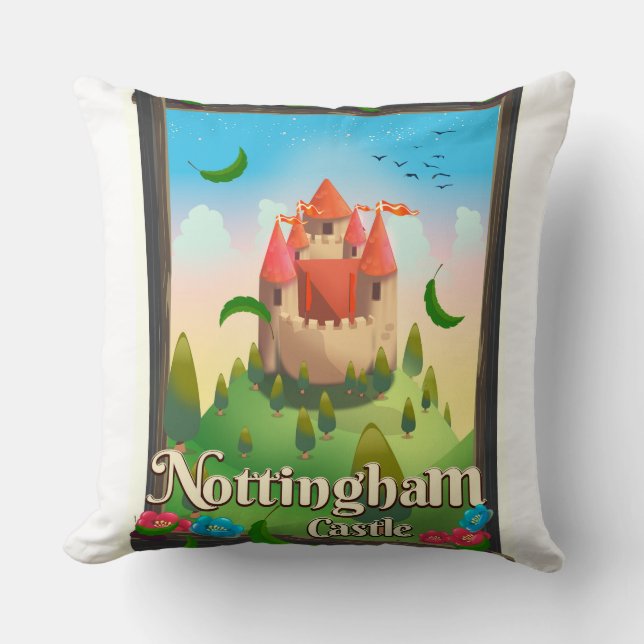 Almofada cartaz de viagem ao castelo de Nottingham (Frente)