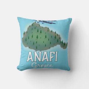 Almofada Cartaz de viagem da ilha de Anafi Grécia.