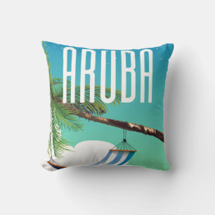 Almofada cartaz de viagem da praia Aruba Hammock
