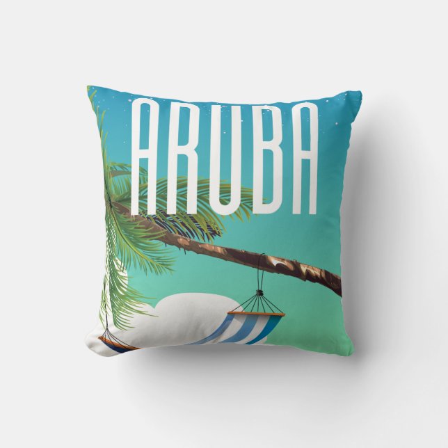Almofada cartaz de viagem da praia Aruba Hammock (Frente)