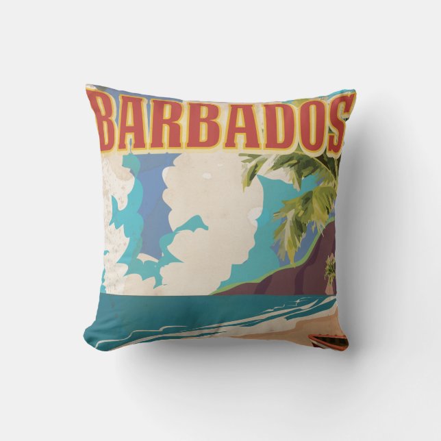 Almofada Cartaz de viagem de Barbados (Frente)