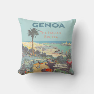 Almofada Cartaz de Viagem Vintage Gênova Riviera Italiana 1