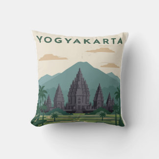 Almofada Cartaz de Viagem Yogyakarta Indonésia