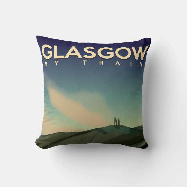 Almofada Cartaz vintage de trem de Glasgow (Frente)