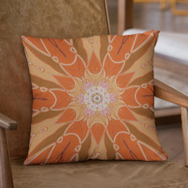 Almofada Cartografia Mandala Flor Laranja e Rosa