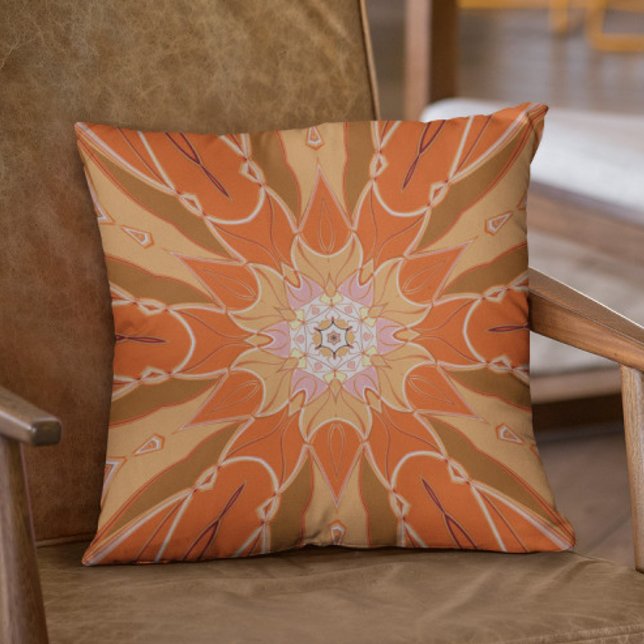 Almofada Cartografia Mandala Flor Laranja e Rosa (Criador carregado)