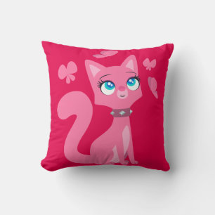 Almofada Cartografia rosa-branca Gato e Borboletas
