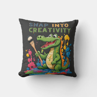Almofada Cartoon alligator painting - snap into creativity
