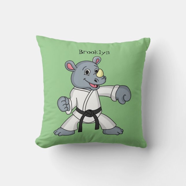 Almofada Cartoon bonito rhino kung fu (Frente)