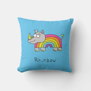 Almofada Cartoon Cute Rhino Rainbow Rhinocerontes Kids