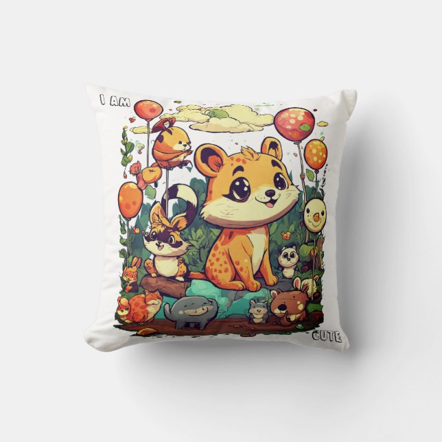 Almofada Cartoon de animais bonitos design sou fofo (Frente)
