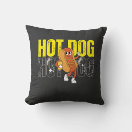 Almofada Cartoon de Cachorro Quente Gráfico de Comida Retro