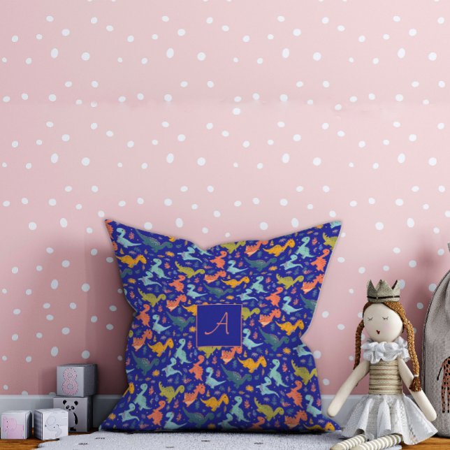 Almofada Cartoon de dinossauro colorido, padrão bonito, nom (Criador carregado)