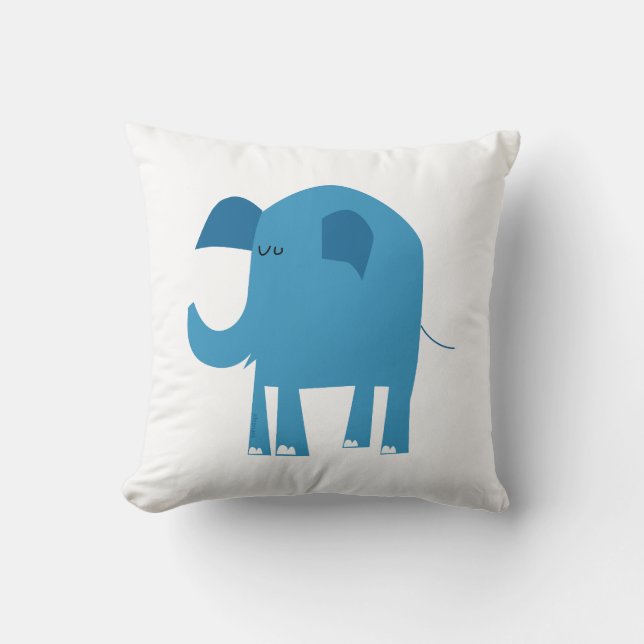Almofada Cartoon de elefante azul (Frente)