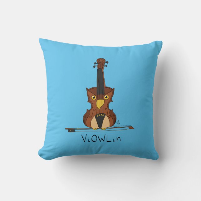 Almofada Cartoon de Músico Engraçado de Violino (Frente)