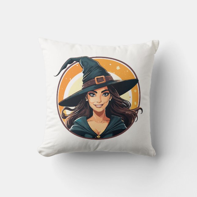 Almofada Cartoon halloween witch portrait (Frente)