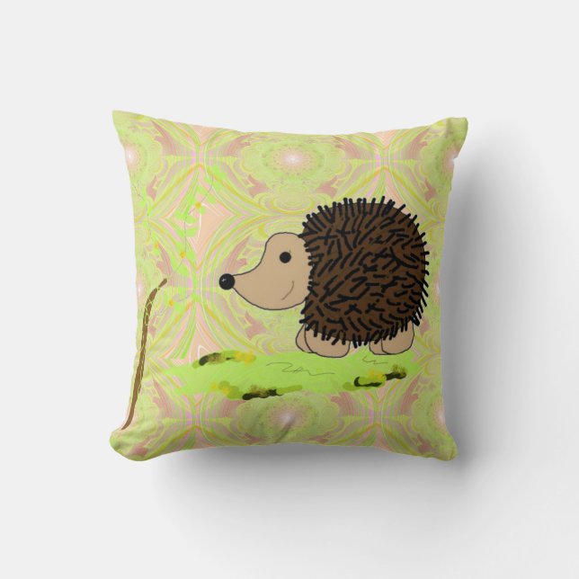 Almofada Cartoon Hedgehog sobre o padrão (Frente)