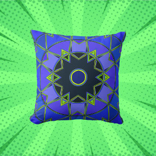 Almofada Cartoon Mandala Blue Green and Black