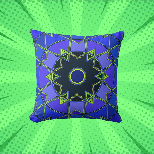 Almofada Cartoon Mandala Blue Green and Black (Criador carregado)