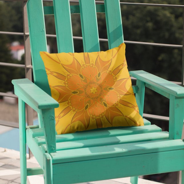 Almofada Cartoon Mandala Flor Amarelo (Criador carregado)