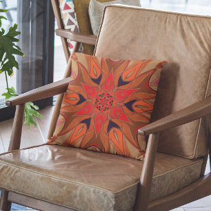 Almofada Cartoon Mandala Flor Laranja