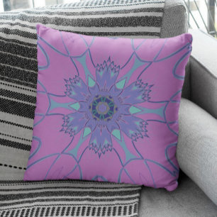 Almofada Cartoon Mandala Flor Roxo e Azul
