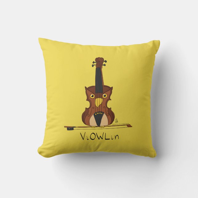Almofada Cartoon Músico Divertido de Violino (Frente)