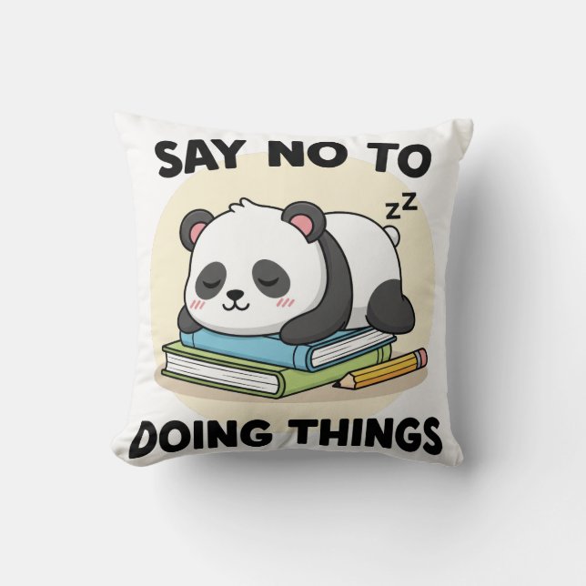 Almofada Cartoon Panda preguiçoso dormindo com citação engr (Frente)
