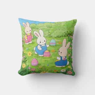 Almofada Cartoon Páscoa escondendo ovos em um jardim