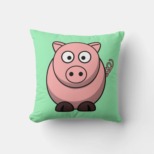 Almofada Cartoon Pig on Mint Green (Frente)