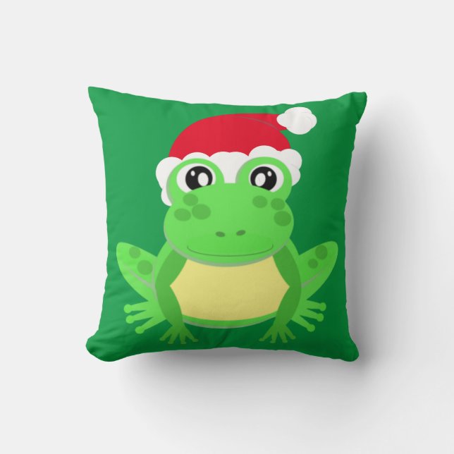 Almofada Cartoon Santa Hat, Sapo Verde Novelty Engraçado (Frente)