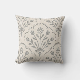 Almofada Carvão Vegetal Suave e Bege com Padrão Floral de C