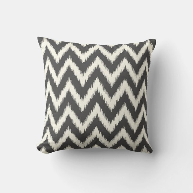 Almofada Carvões de Cinza Ikat Chevron (Frente)